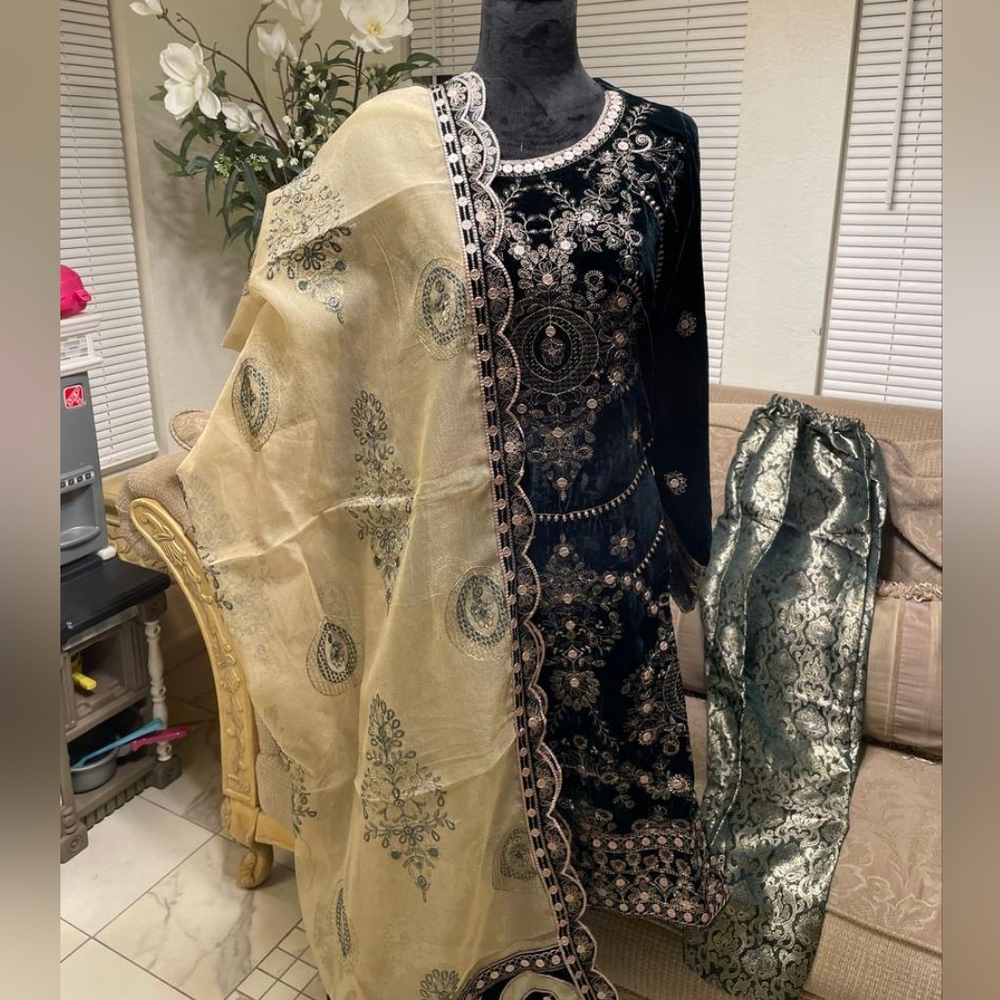 Pakistani/Indian 3 Piece Velvet Dress